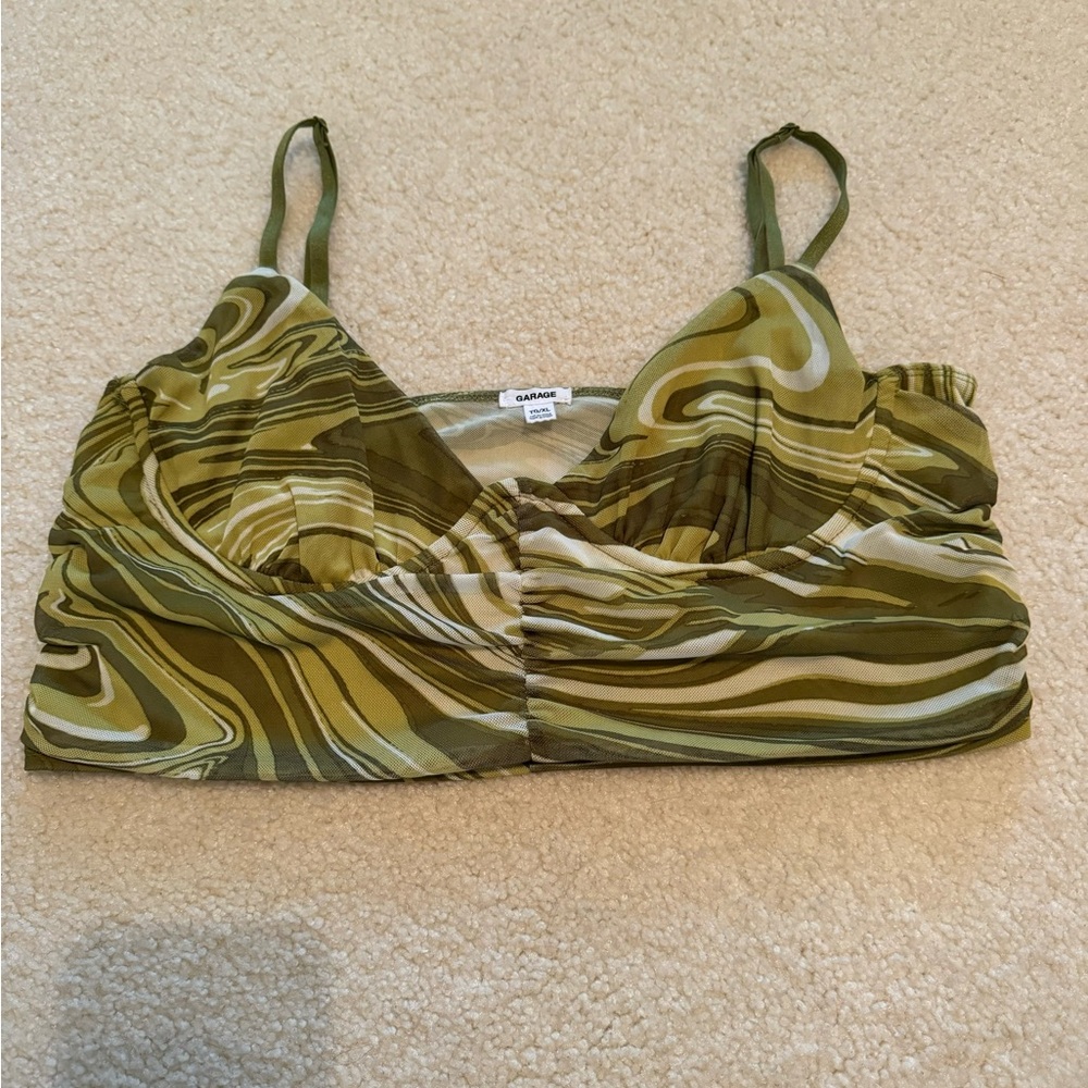 Garage Olive Swirl Patterned Women's Top size XL